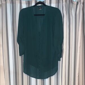 Women's Green Button-Up Blouse